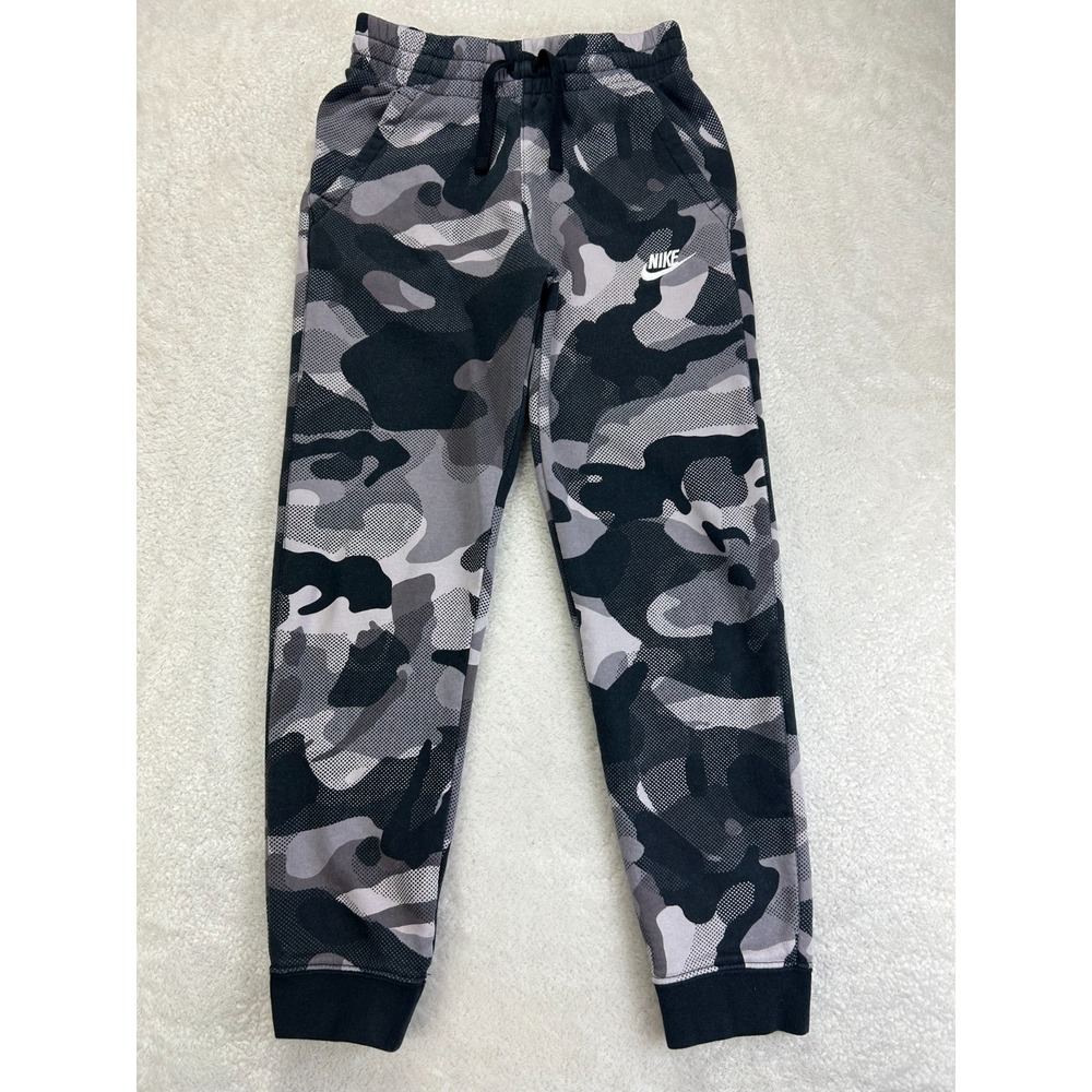 Nike Joggers Pants Kids L Multicolor Club Camo Activewear Drawstring Cuffed Hem